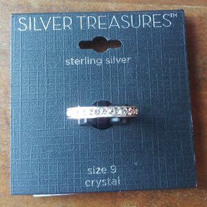 Silver Treasures Sterling Silver & Crystal Ring Size 9